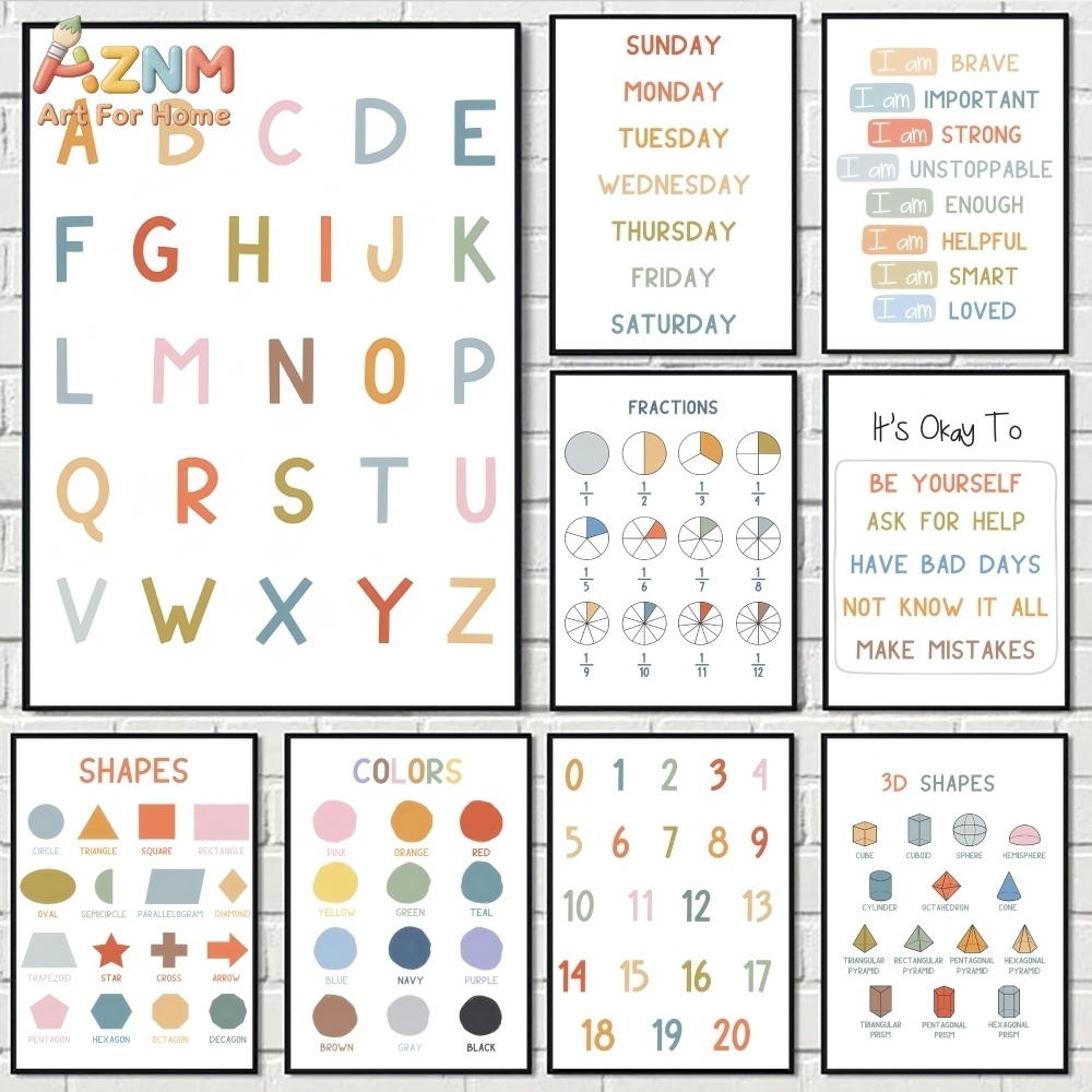 Kids Education Number - AZNM 교육용 알파벳 숫자 프레임리스 캔버스