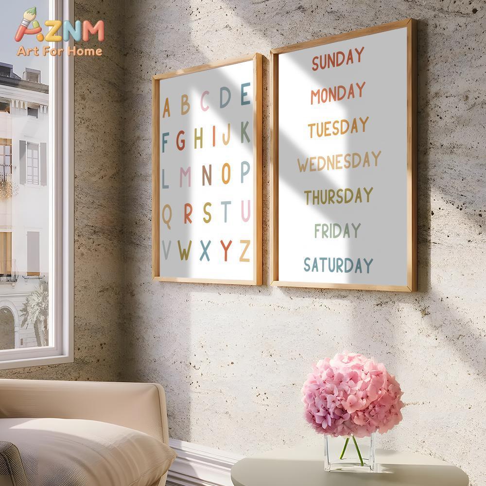 AZNM 교육용 알파벳 숫자 프레임리스 캔버스 벽 예술 - Kids Education Number 리뷰 및 가격